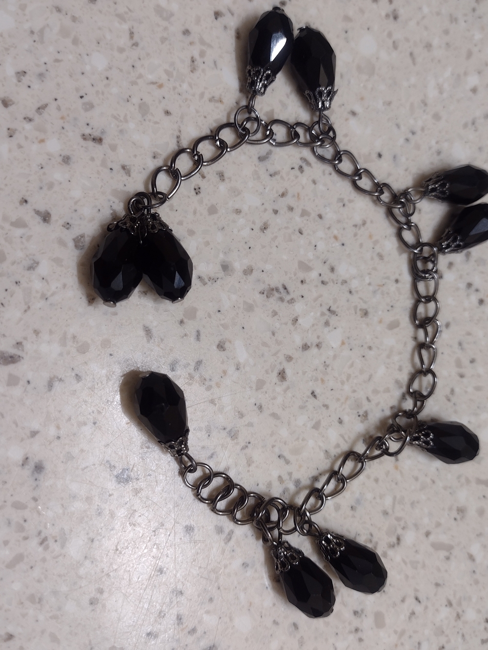 Black Bead Charm Bracelet - Brand Unknown